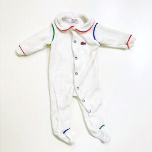 Vintage 80s Izod Lacoste Footed Baby Sleeper 12-18 lbs White Terry Cloth Snap